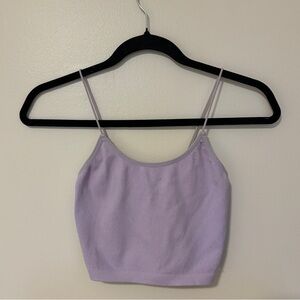 Essentials Light Purple Ribbed Tank Crop Top